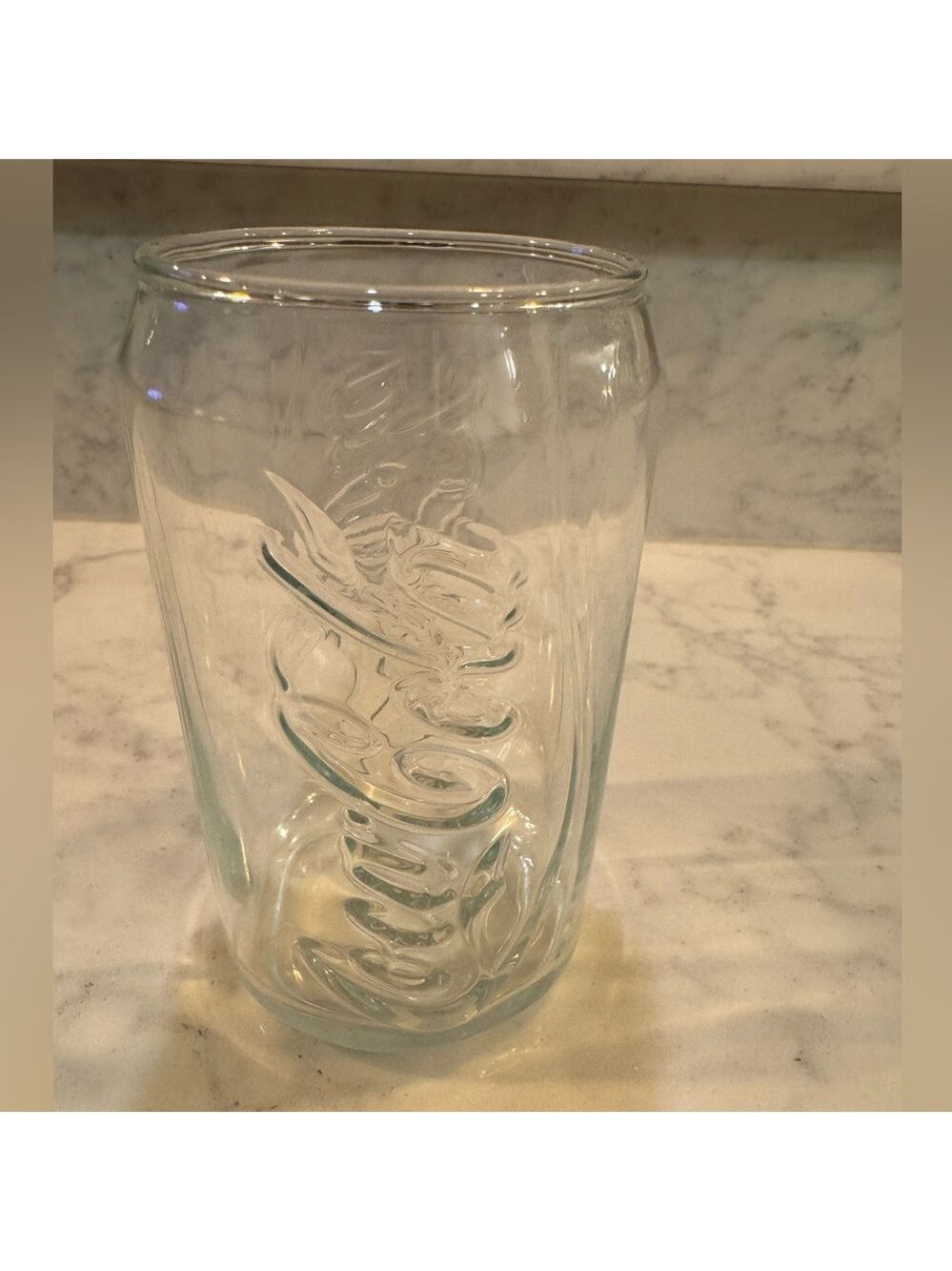 Coca cola can shaped clear glass. Vintage!